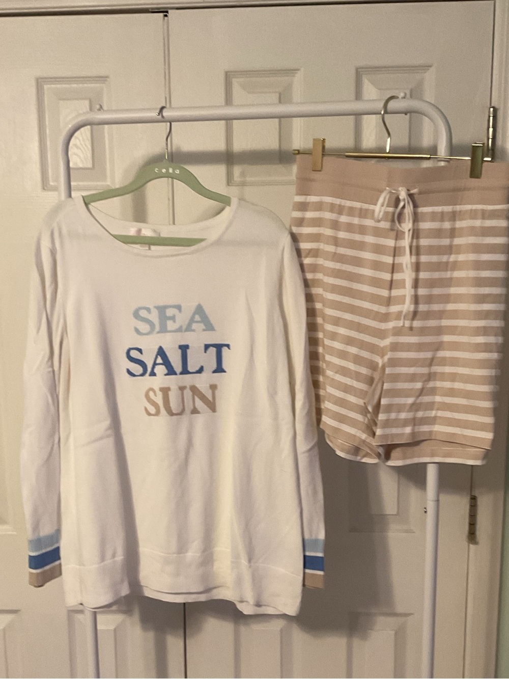 Belle by Kim Gravel Sea Salt Sun Striped Cuff
Sweater
White/Tan